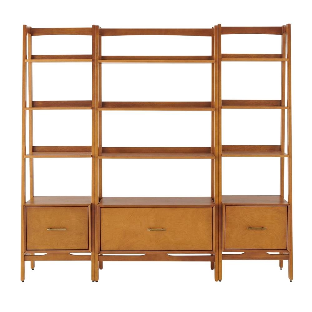 Large Acorn Finish Freestanding Shelves with Anti-Tip Hardware, Multiple Tiers