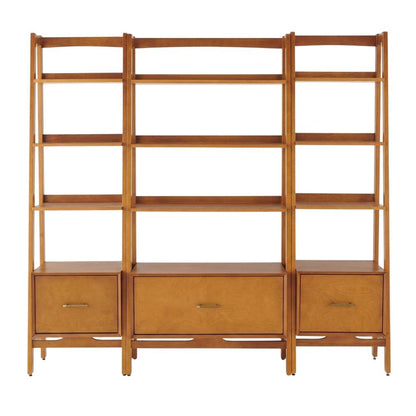 Large Acorn Finish Freestanding Shelves with Anti-Tip Hardware, Multiple Tiers