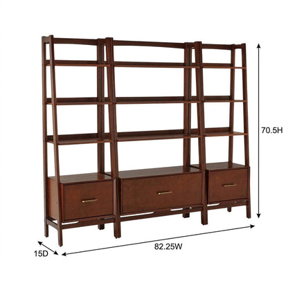 Mahogany Floor Shelf Set with Large and Small Freestanding Etagere Units