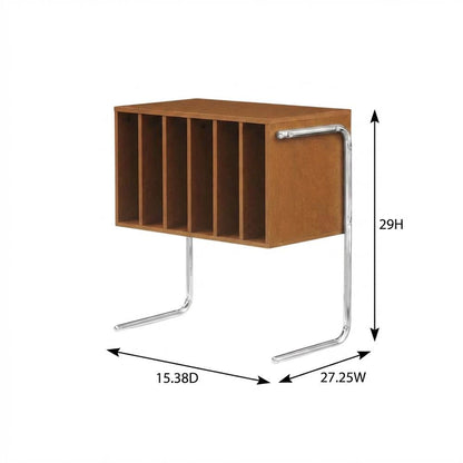 Wooden record player stand with vinyl storage and modern design