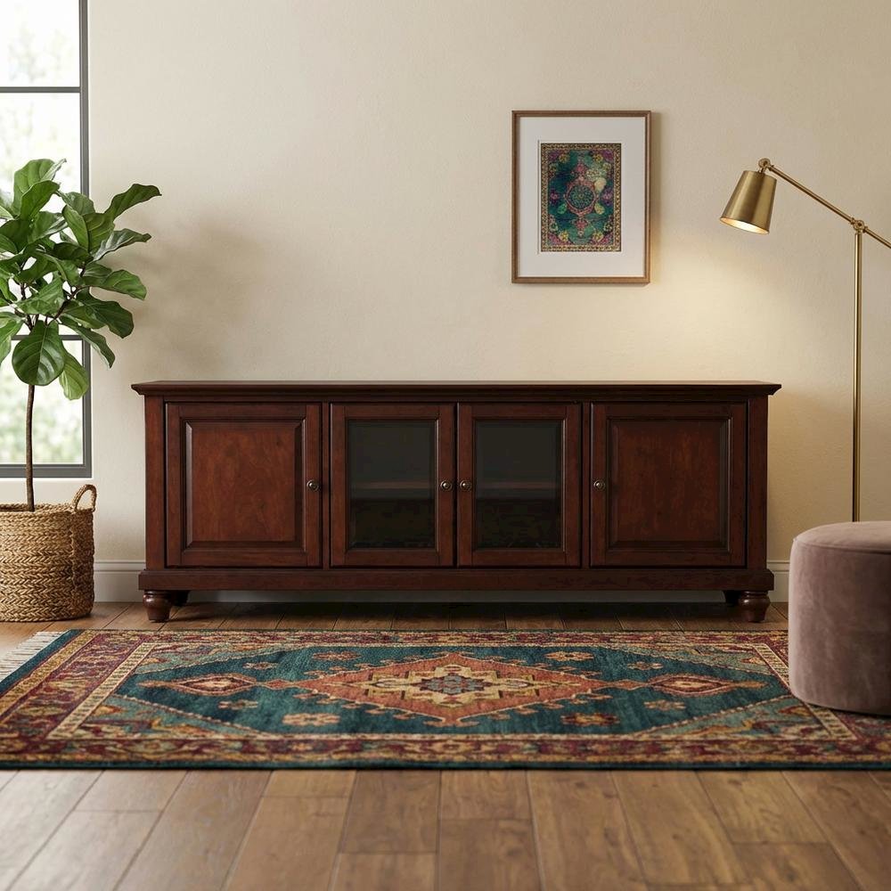 Low Profile TV Stand in Classic Finish for 65+ Inch TVs with Ample Storage