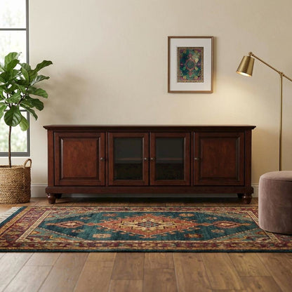 Low Profile TV Stand in Classic Finish for 65+ Inch TVs with Ample Storage