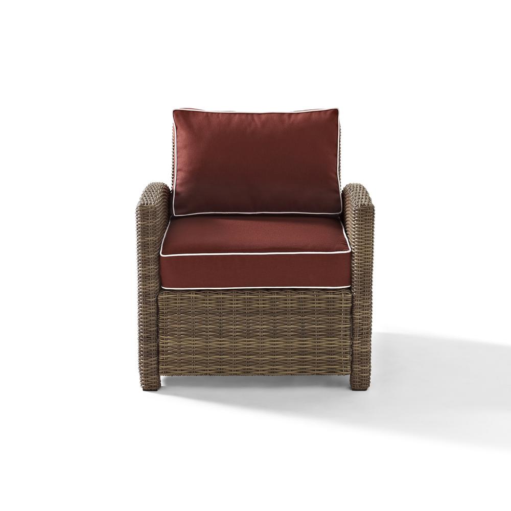 Weathered Brown Outdoor Wicker Arm Chair with Durable Frame