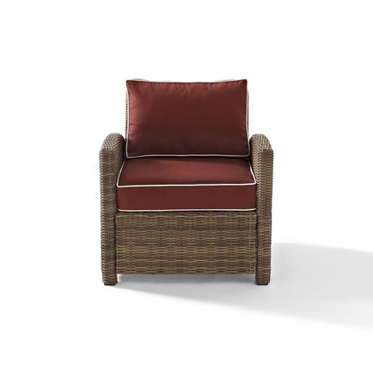Weathered Brown Outdoor Wicker Arm Chair with Durable Frame