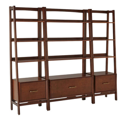 Mahogany Floor Shelf Set with Large and Small Freestanding Etagere Units