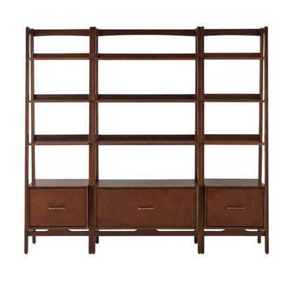 Mahogany Floor Shelf Set with Large and Small Freestanding Etagere Units