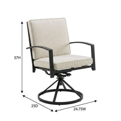 Outdoor Dining Swivel Chair Set in Oatmeal and Oil Rubbed Bronze