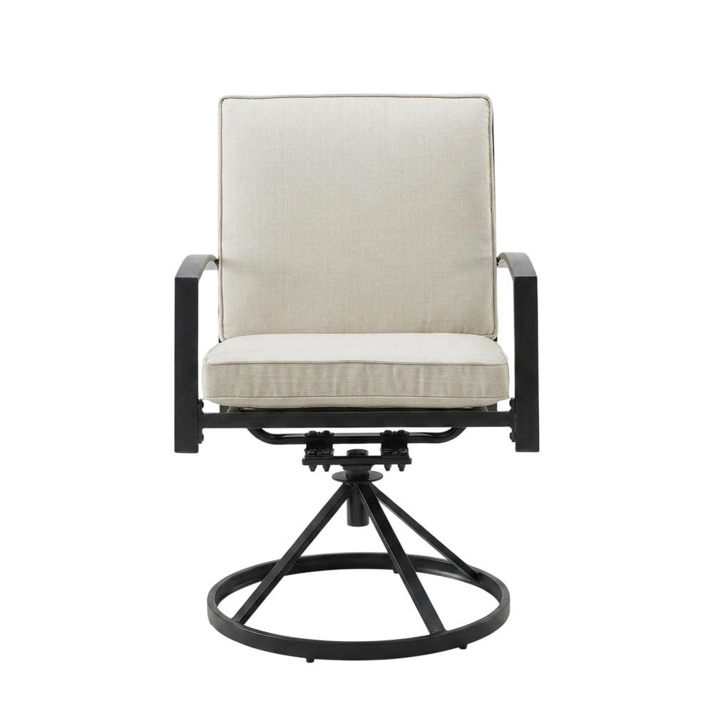 Outdoor Dining Swivel Chair Set in Oatmeal and Oil Rubbed Bronze