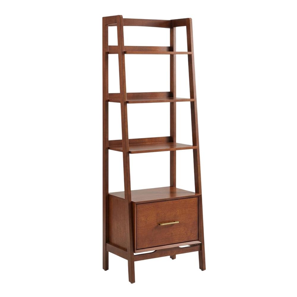 Mahogany Small Etagere Freestanding Shelf, Anti-Tip Hardware and Sturdy Frame