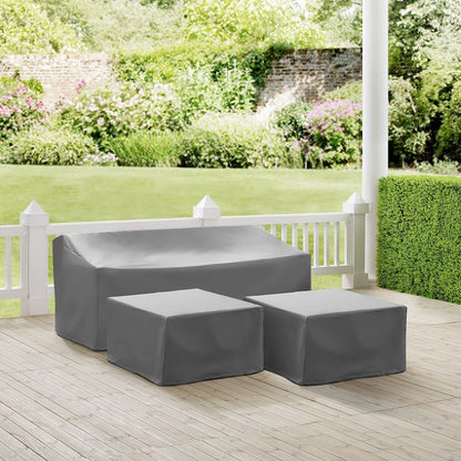 3Pc Outdoor Sectional Furniture Cover Set - Sofa & 2 Square Table/Ottoman
