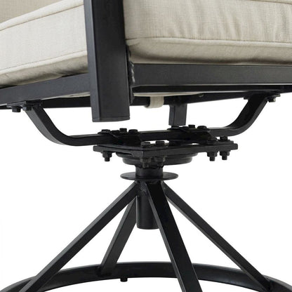 Outdoor Dining Swivel Chair Set in Oatmeal and Oil Rubbed Bronze