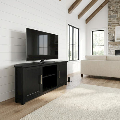 Black Corner TV Stand for 65+ Inch TVs with Storage Shelves