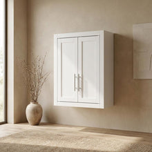White Wall-Mount Storage Cabinet, MDF Birch Veneer, 22 Inch Wide