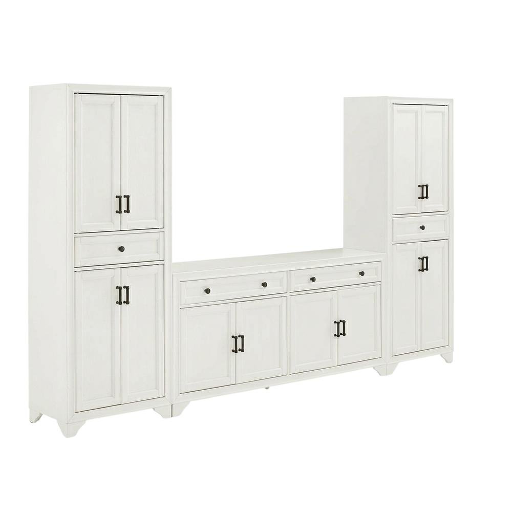Contemporary 3-Piece Entertainment Center with Sideboard and Storage Pantries