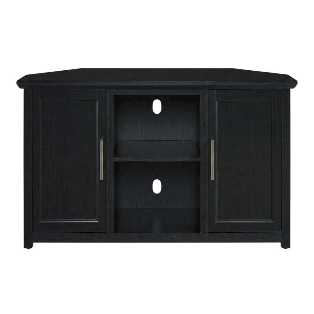 Black Corner TV Stand for 65+ Inch TVs with Storage Shelves