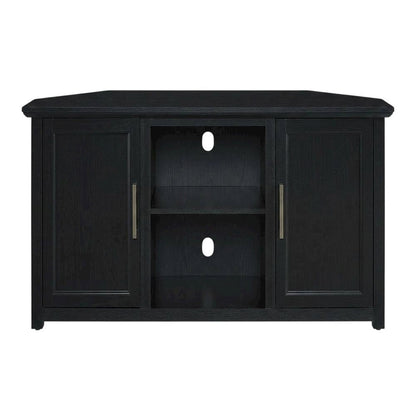 Black Corner TV Stand for 65+ Inch TVs with Storage Shelves