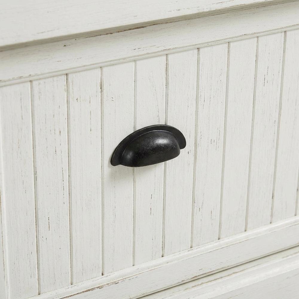 Distressed White Hall Tree with Anti-Tip Hardware and Sturdy Construction