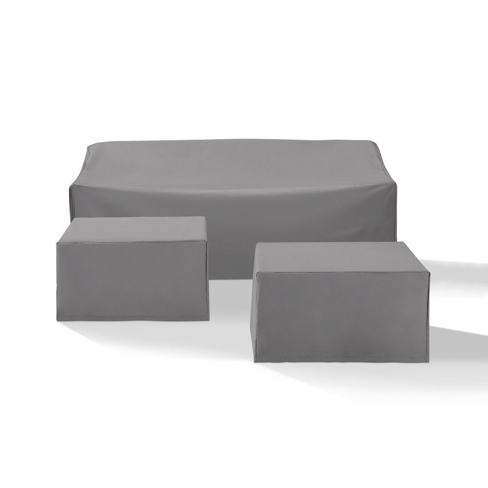 3Pc Outdoor Sectional Furniture Cover Set - Sofa & 2 Square Table/Ottoman