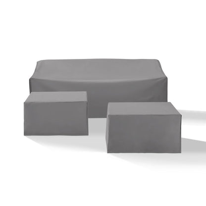 3Pc Outdoor Sectional Furniture Cover Set - Sofa & 2 Square Table/Ottoman