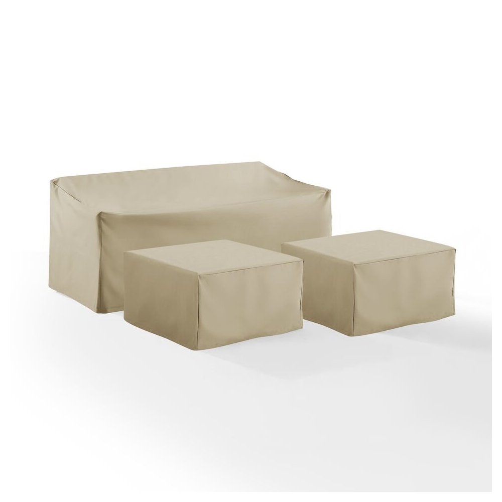 3Pc Outdoor Sectional Furniture Cover Set - Sofa & 2 Square Table/Ottoman