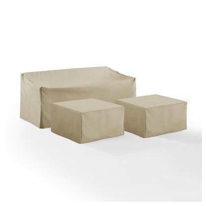 3Pc Outdoor Sectional Furniture Cover Set - Sofa & 2 Square Table/Ottoman