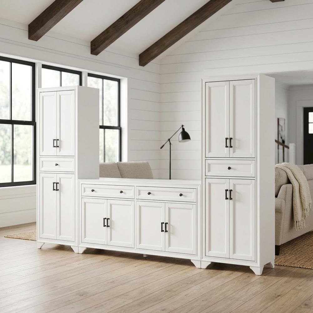 Contemporary 3-Piece Entertainment Center with Sideboard and Storage Pantries