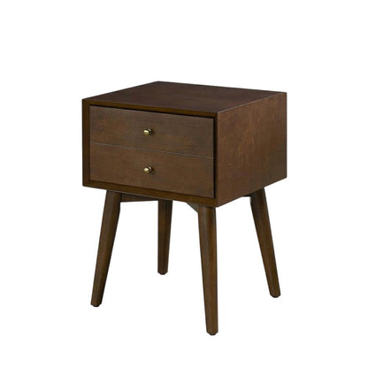 Nightstand in MDF and Solid Poplar Wood with Veneer Finish for Bedroom Storage