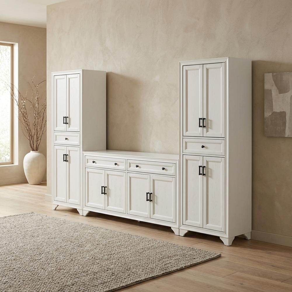 Contemporary 3-Piece Entertainment Center with Sideboard and Storage Pantries