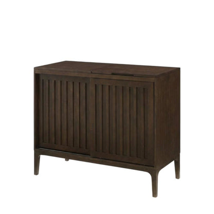 Brown Large Record Player Cabinet with Vinyl Storage Shelves