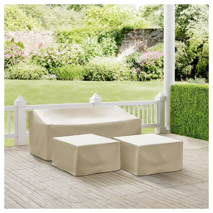 3Pc Outdoor Sectional Furniture Cover Set - Sofa & 2 Square Table/Ottoman