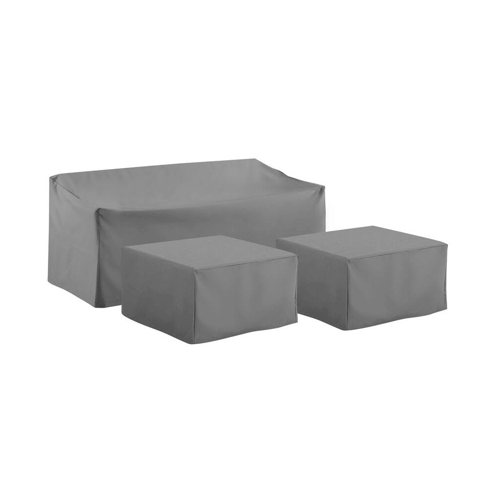 3Pc Outdoor Sectional Furniture Cover Set - Sofa & 2 Square Table/Ottoman