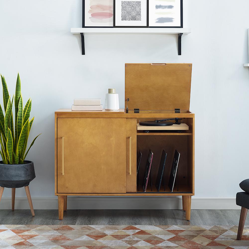 Everett Large Record Player Cabinet With Vinyl Storage