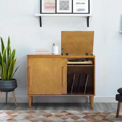 Everett Large Record Player Cabinet With Vinyl Storage