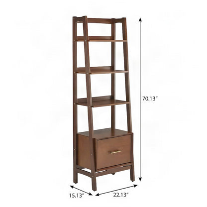 FurniFact Bookcases with Open Shelves and File Cabinet Drawer, Matte Black