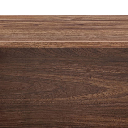 FurniFact Media Console with Open Vinyl Storage and Low-Profile, Walnut