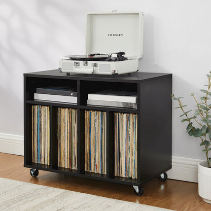 Carlo Rolling Record Player Stand With Vinyl Storage