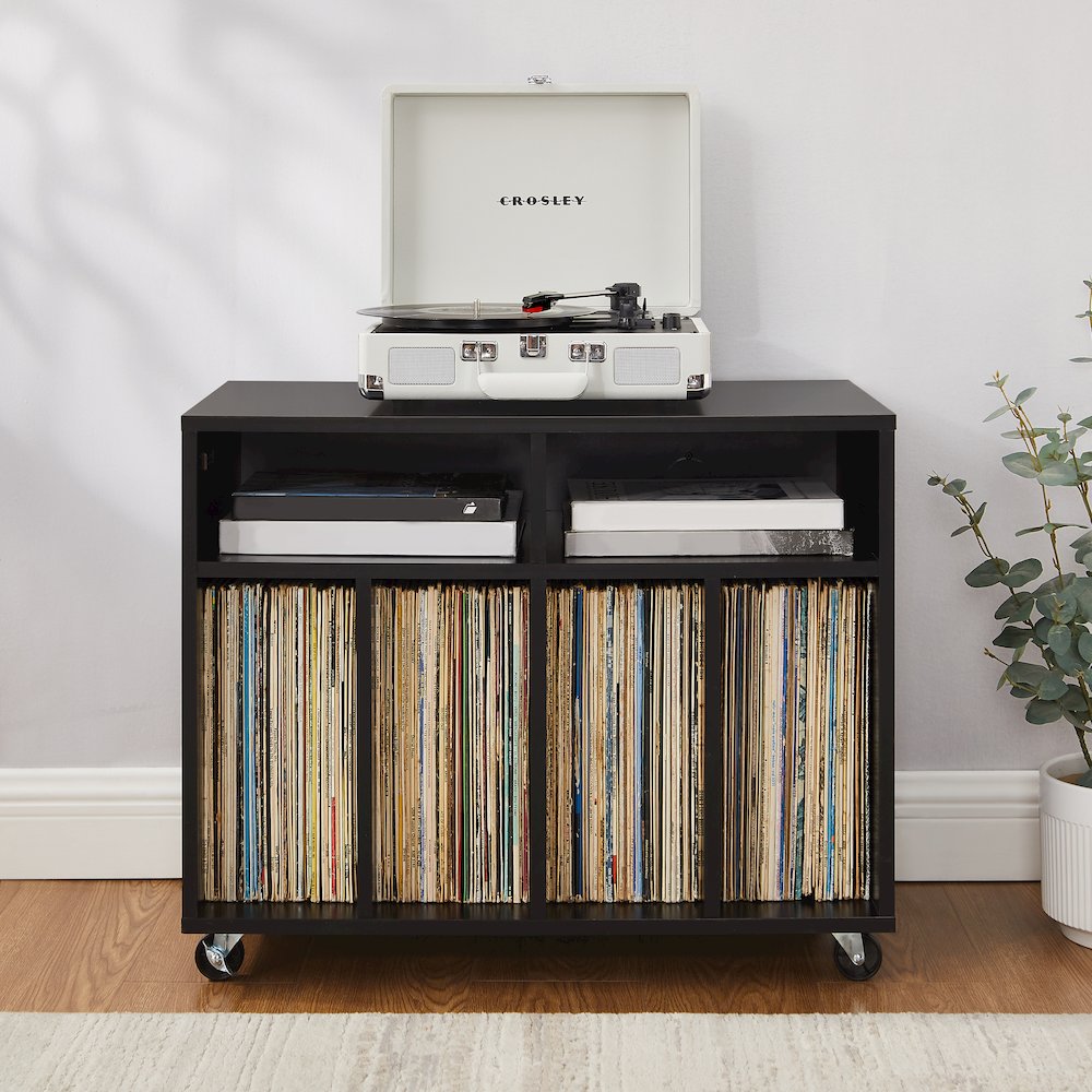 Carlo Rolling Record Player Stand With Vinyl Storage