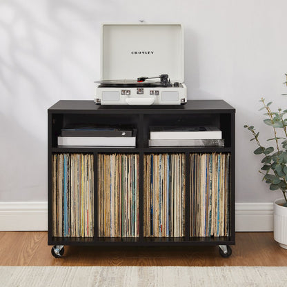 Carlo Rolling Record Player Stand With Vinyl Storage