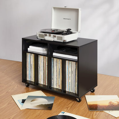 Carlo Rolling Record Player Stand With Vinyl Storage