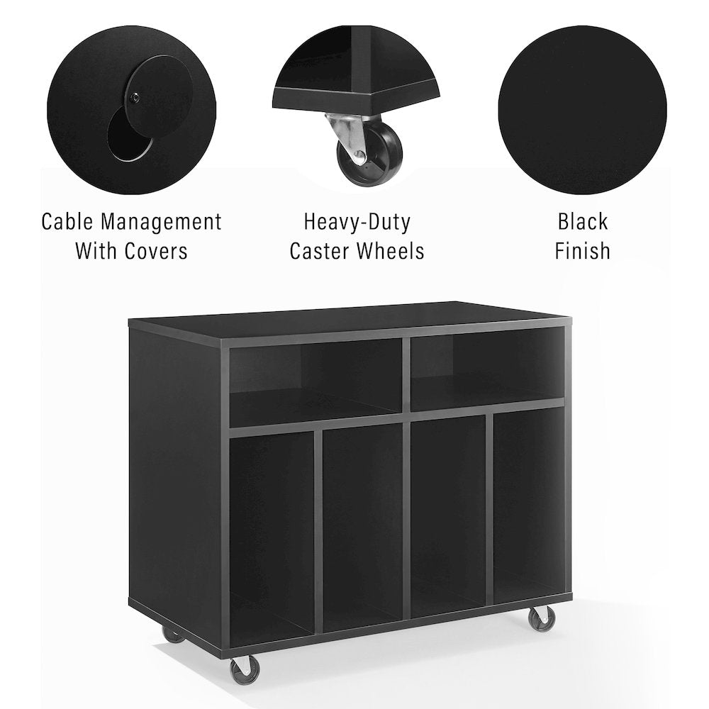 Carlo Rolling Record Player Stand With Vinyl Storage