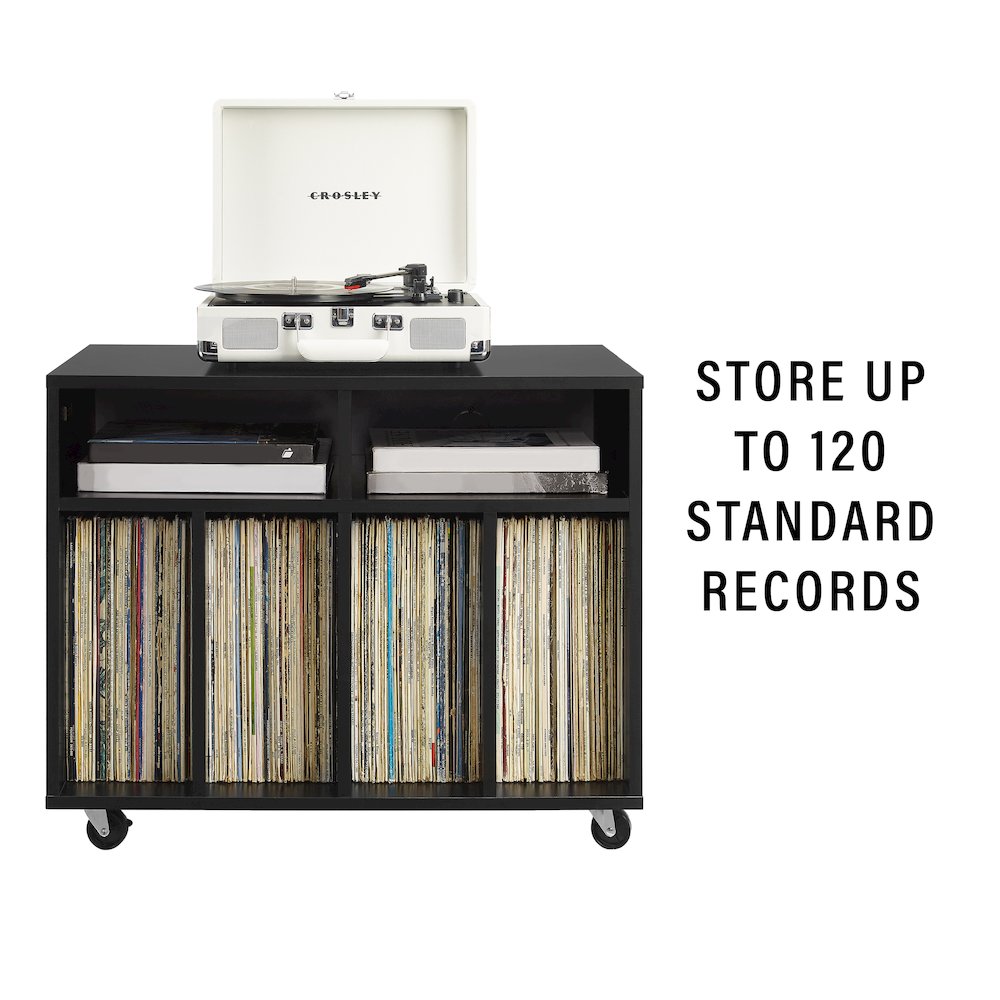 Carlo Rolling Record Player Stand With Vinyl Storage