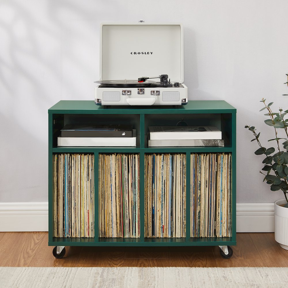 Carlo Rolling Record Player Stand With Vinyl Storage