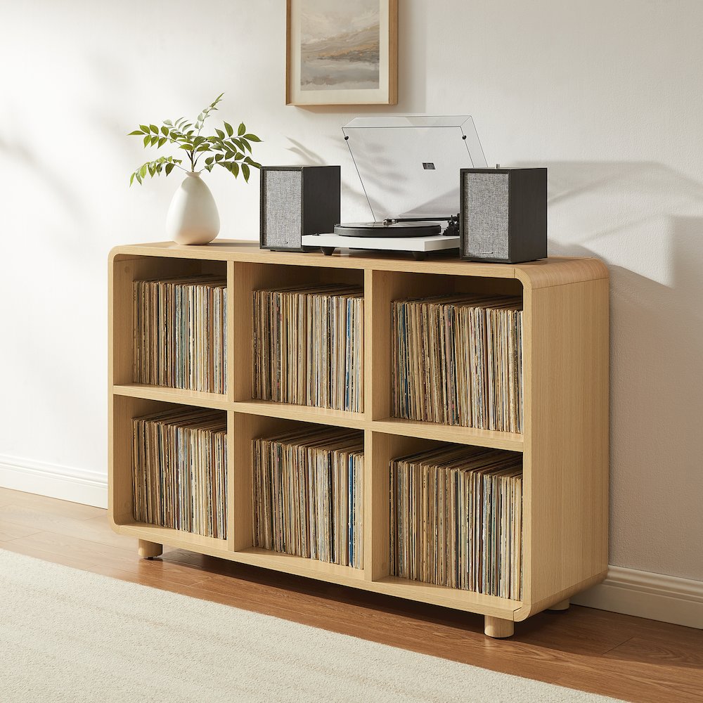 Zoe 6 Cube Record Player Stand With Vinyl Storage Ash