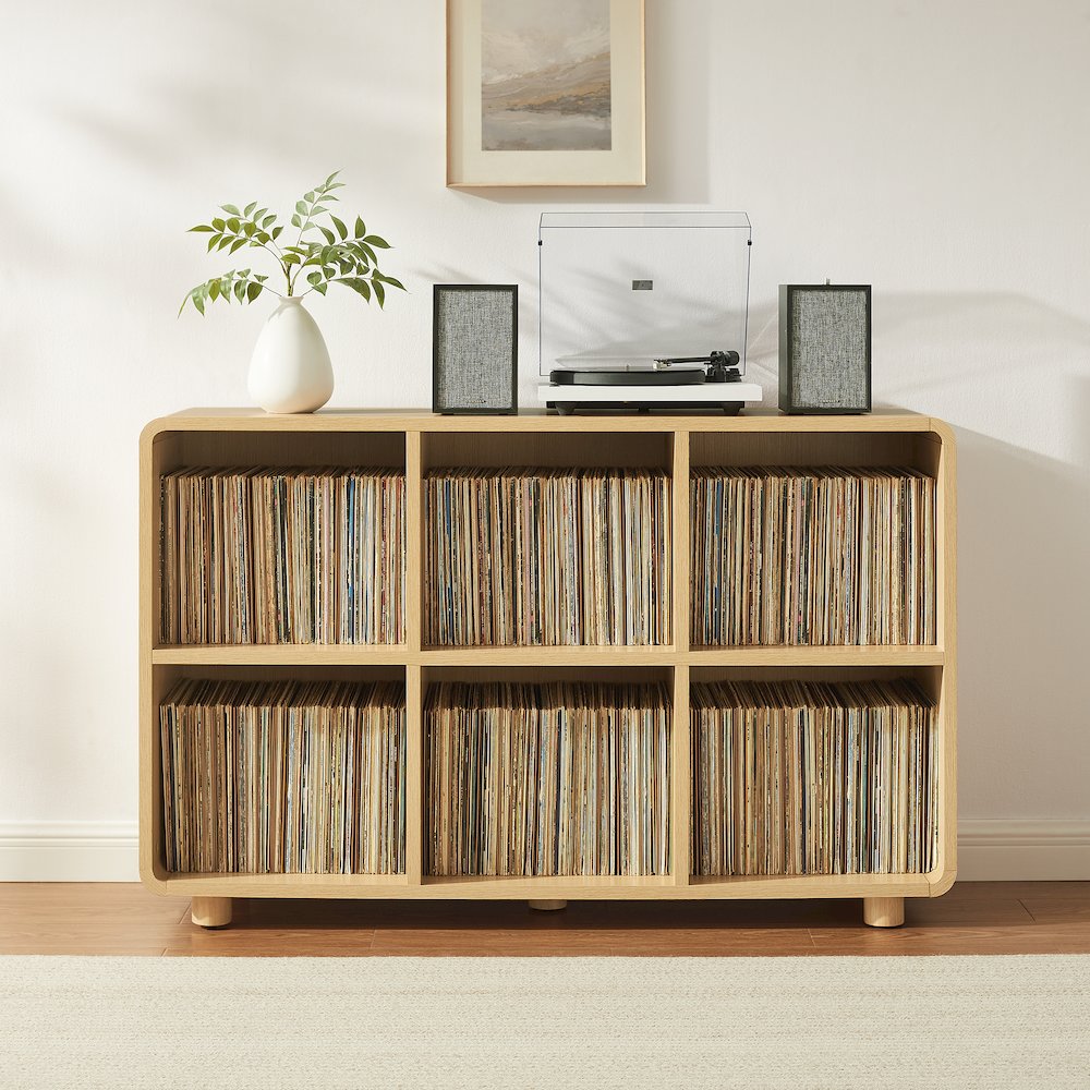 Zoe 6 Cube Record Player Stand With Vinyl Storage Ash