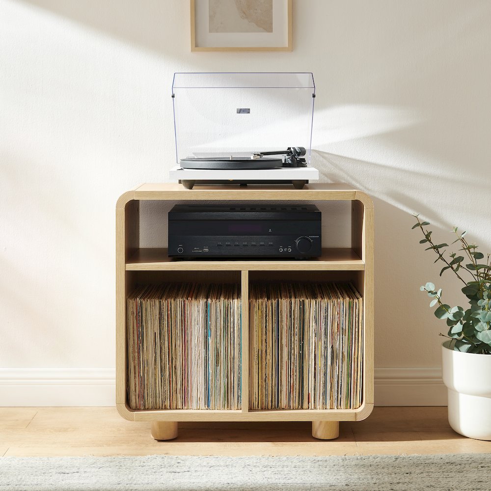 Zoe Record Player Stand With Vinyl Storage Ash