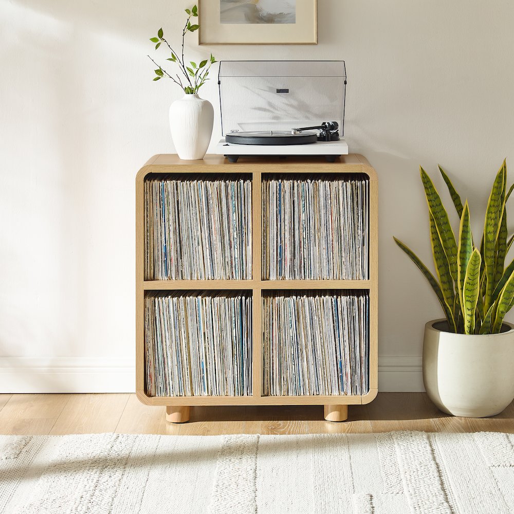 Zoe 4 Cube Record Player Stand With Vinyl Storage Ash