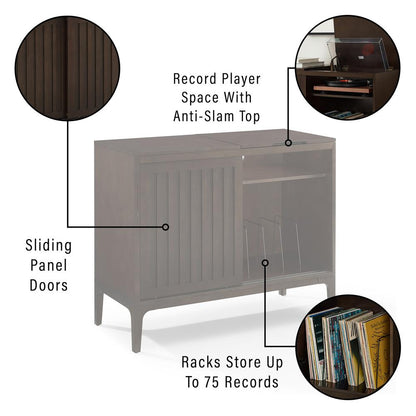 Asher Large Record Player Cabinet With Vinyl Storage