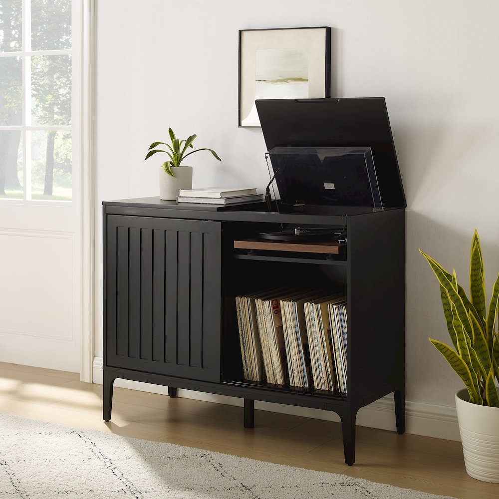 Asher Large Record Player Cabinet With Vinyl Storage