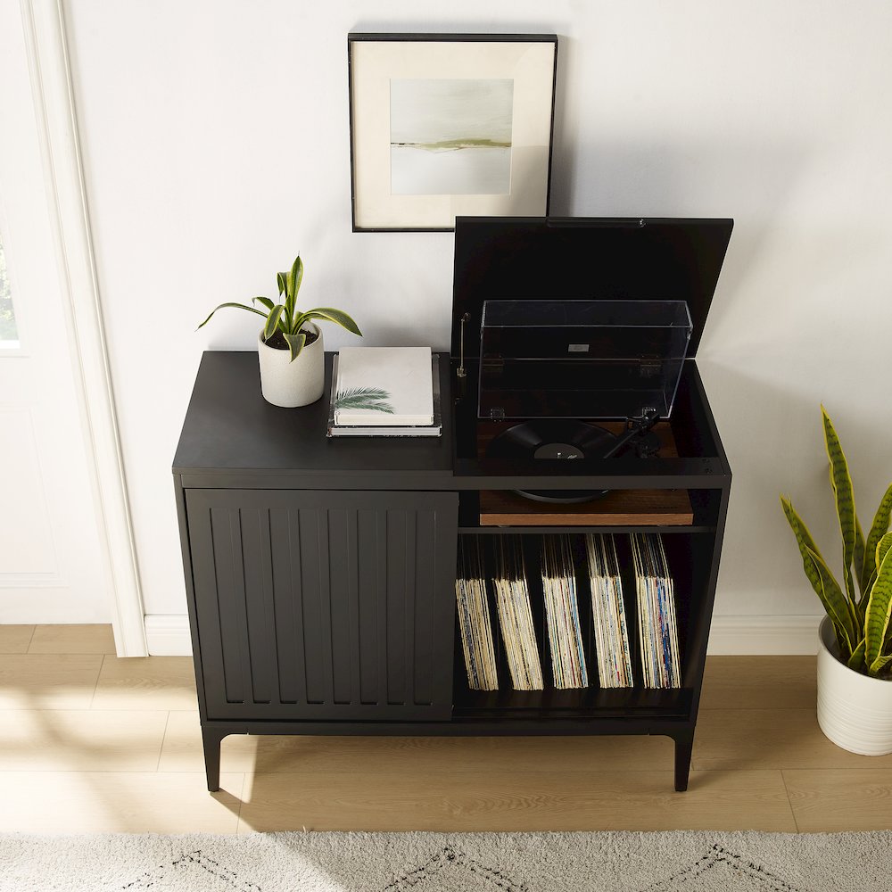 Asher Large Record Player Cabinet With Vinyl Storage