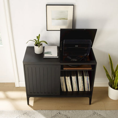 Asher Large Record Player Cabinet With Vinyl Storage